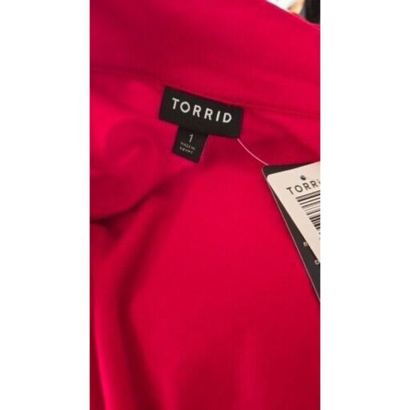 Torrid Mini Jersey Long Sleeve Collar Surplice red Dress - Picture 10 of 13